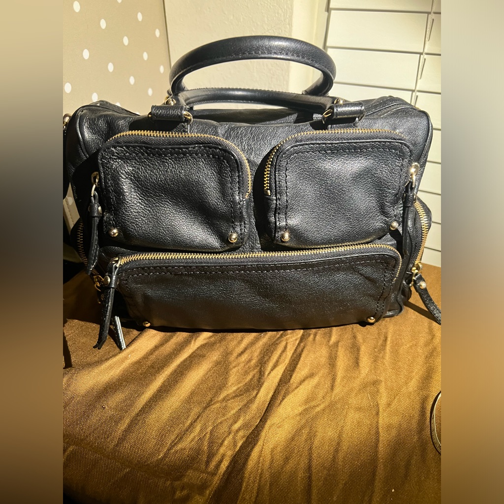 Kate Spade Vintage Black Leather W/ Gold Accents Handbag